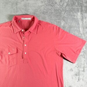 CRIQUET Coral Pink Short Sleeve Golf Polo Shirt Mens Large Pocket